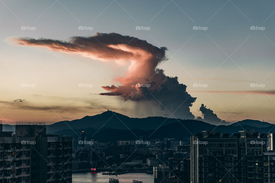 Special Godzilla Cloud in the sunset sky