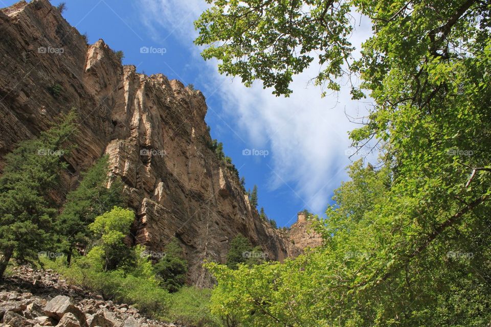 Low angle view of rock formation