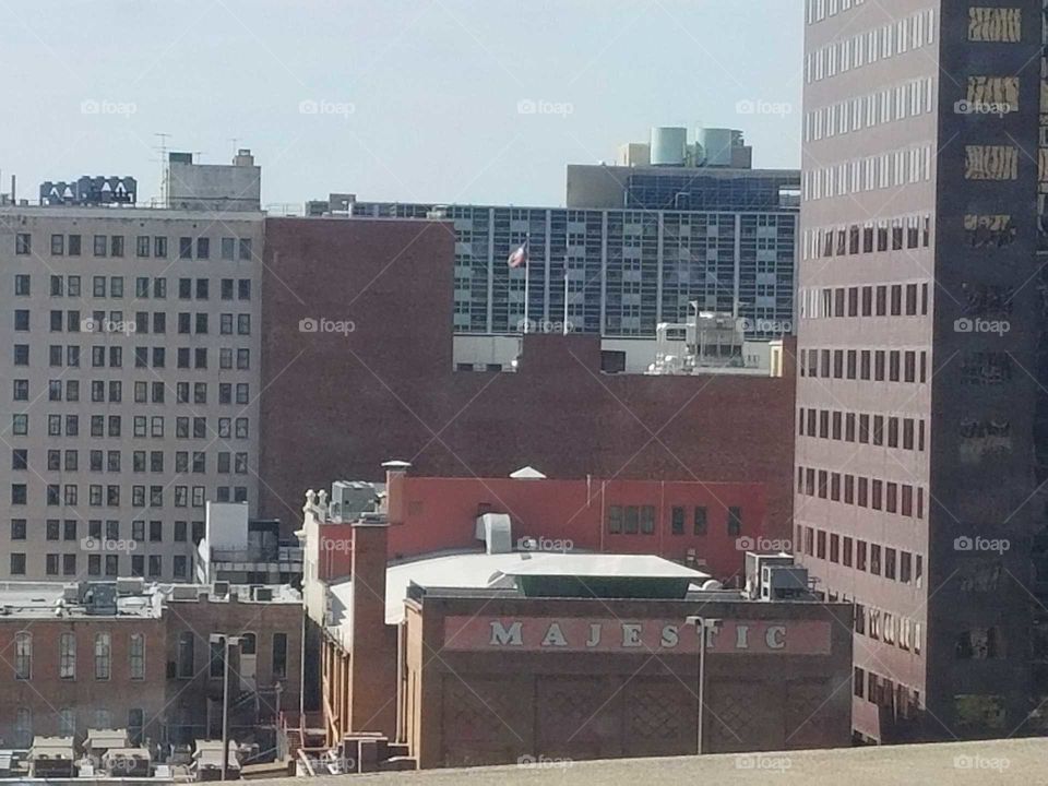 This was a photo taken in Dallas Texas. As I was looking out my hotel window I noticed a building bearing the words, "Majestic."
