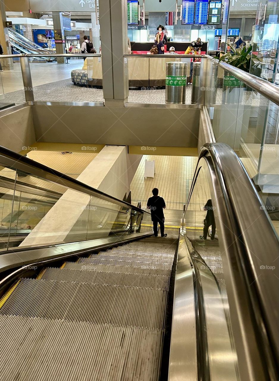 The escalator at the airport