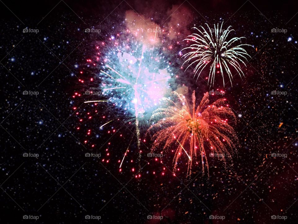 Explosion of colorful fireworks.