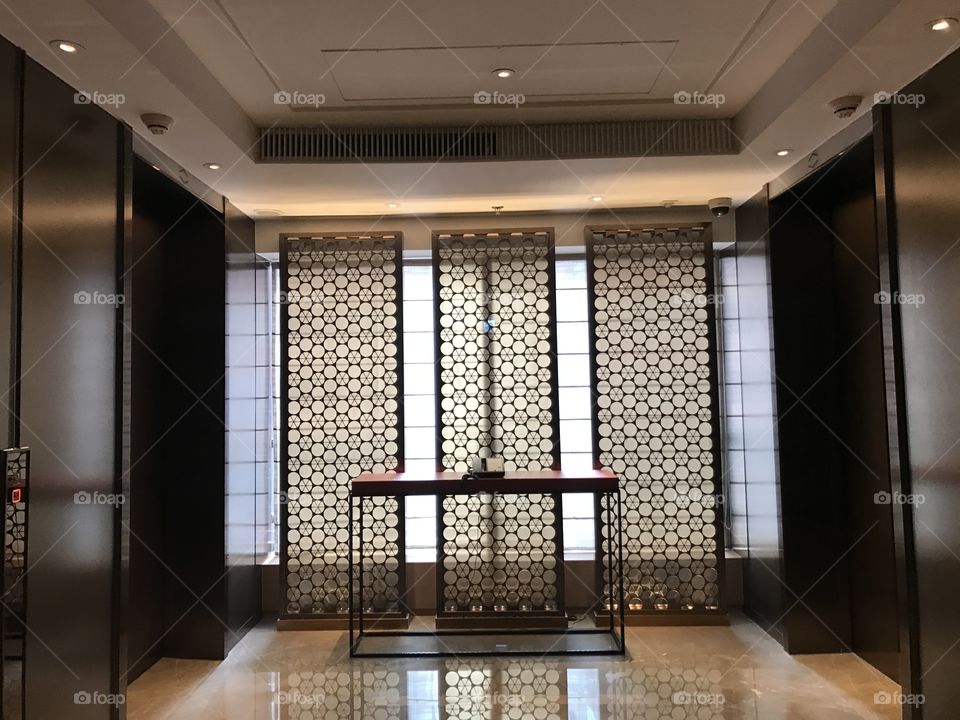 Hotel lobby, elevator 