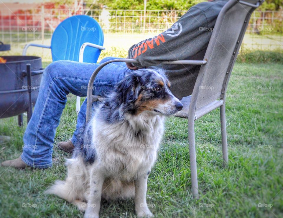 Relaxing in the backyard. 