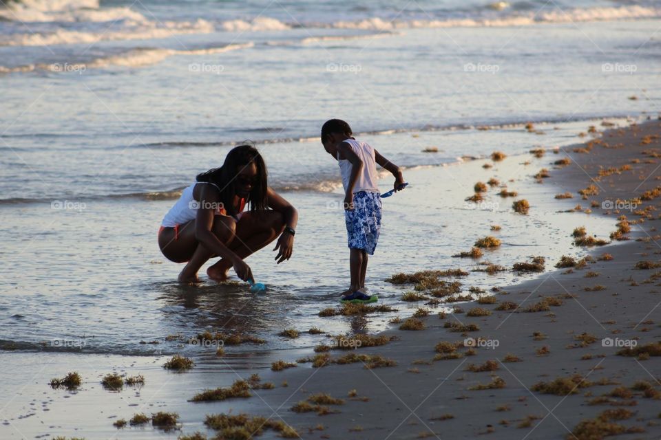 Family on beach 