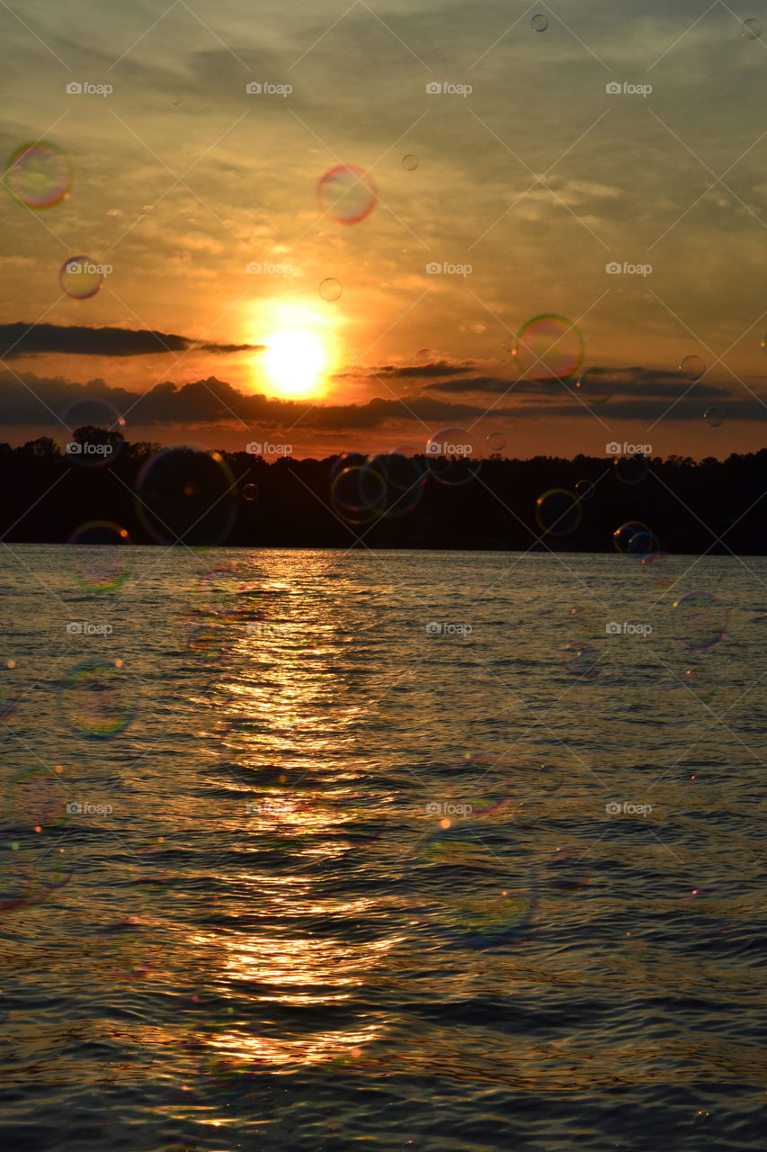 An unusual sunset with bubbles 