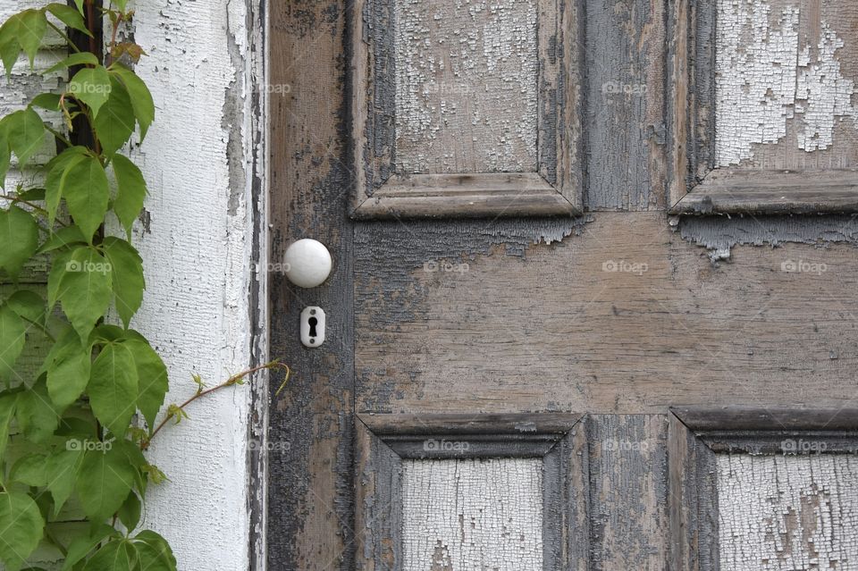 Shapes, rectangles, squares, door on old house 