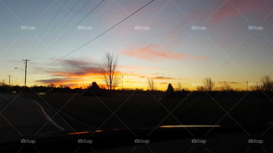 driving sunset