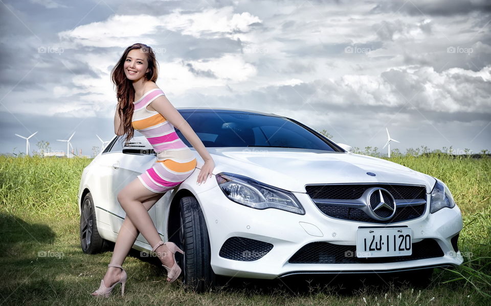 beautiful girl and car
