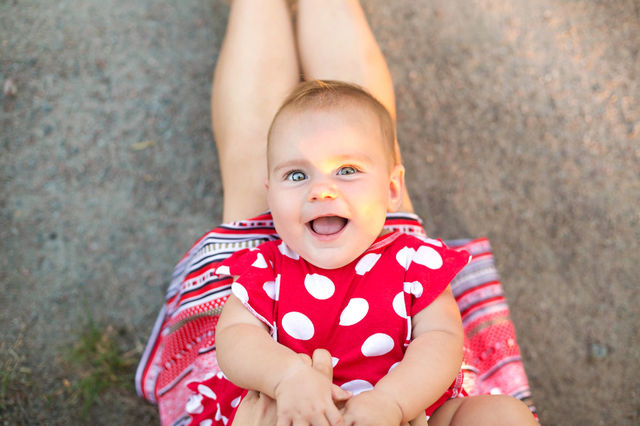 Elevated view of cute little girl