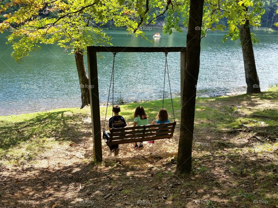Kids on a swing