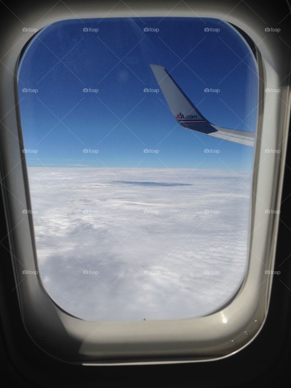 Airplane window and wing