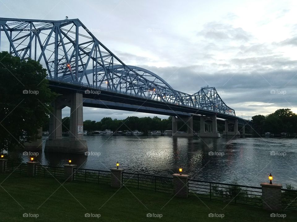 Mississippi River at dusk.