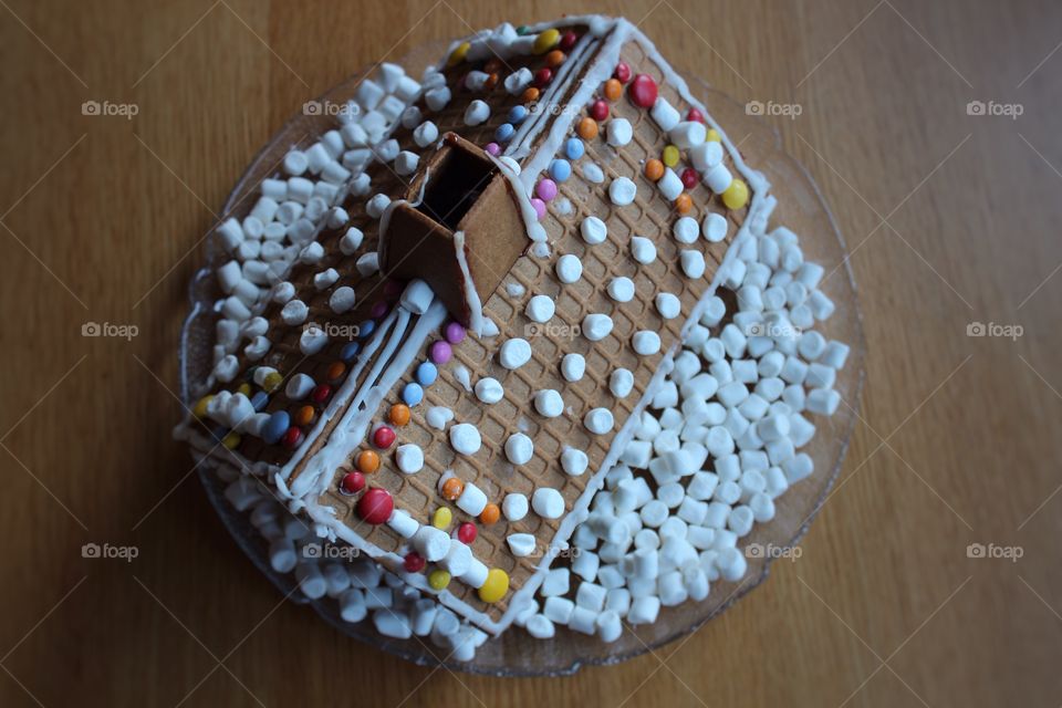 Gingerbread house from above