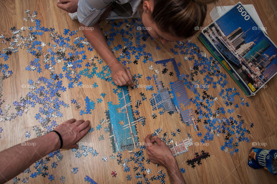 Working together on a puzzle