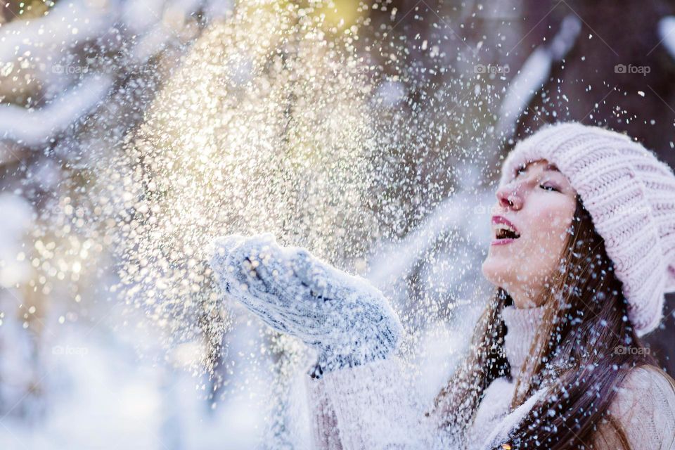 Portrait of young Caucasian woman feeling happiness 