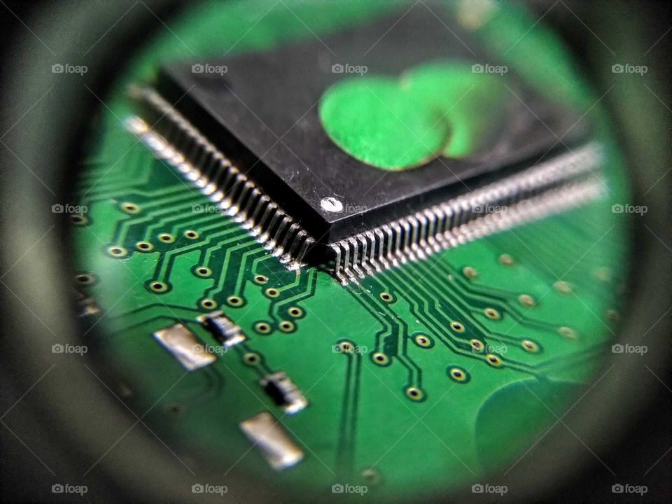 Looking through the magnifier