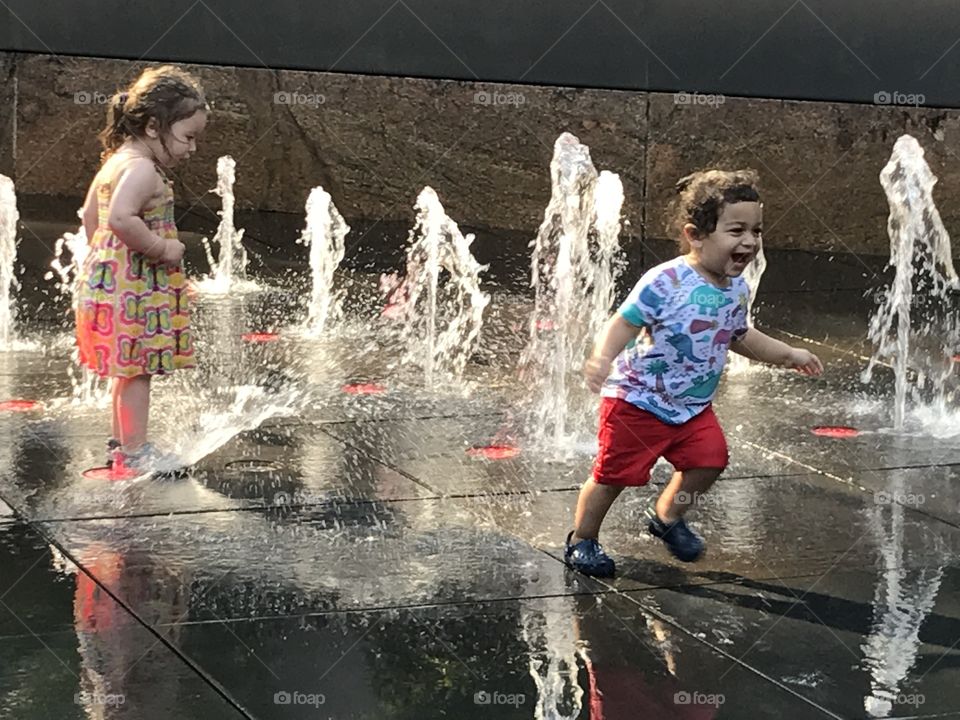 kids playing in water, summer, rain dance, cute kids fun in water fountain