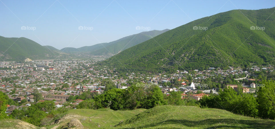 View of the city from the mountains.