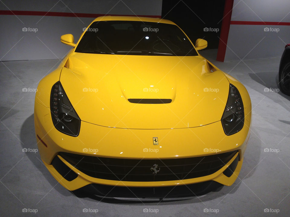 Yellow Ferrari. Yellow Ferrari at miami car show
