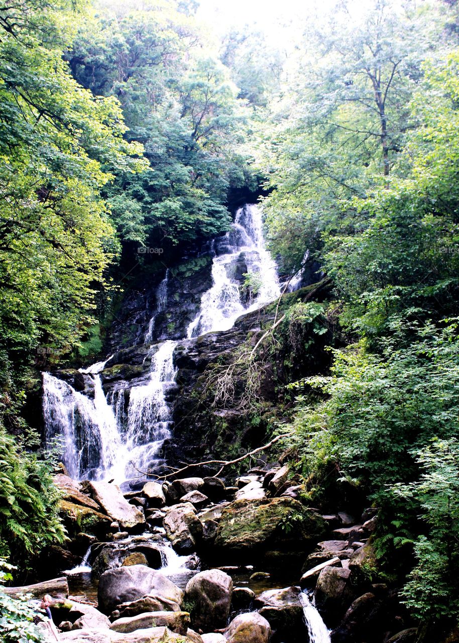 View, waterfall, greenery, water, Torc, Killarney, Ireland