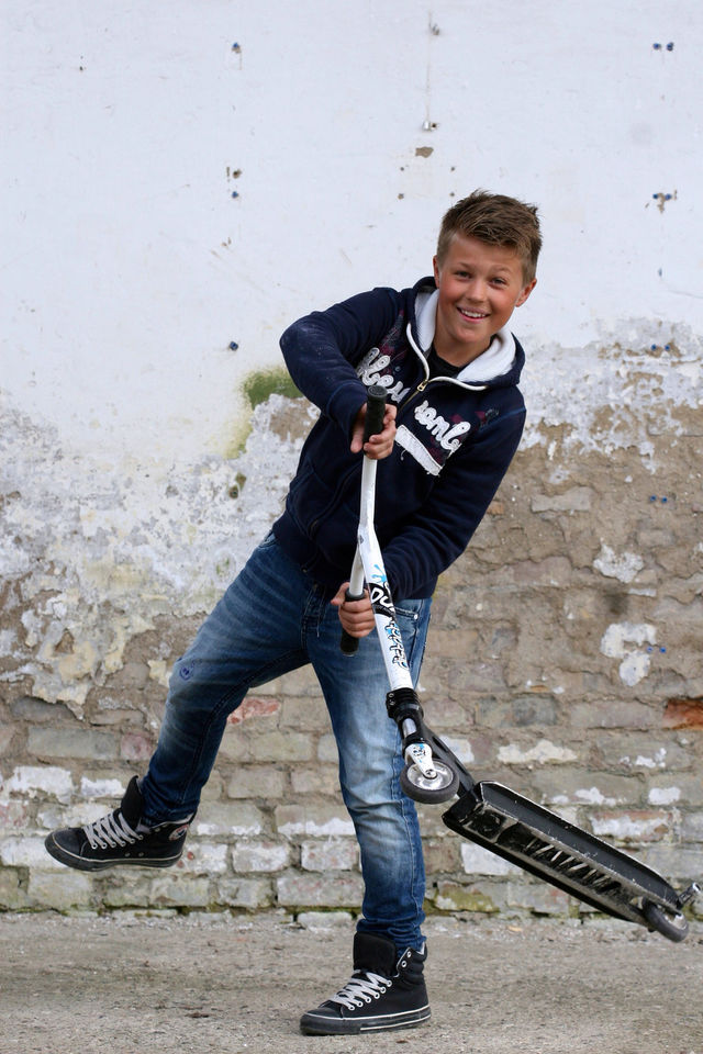 Playing with the scooter...