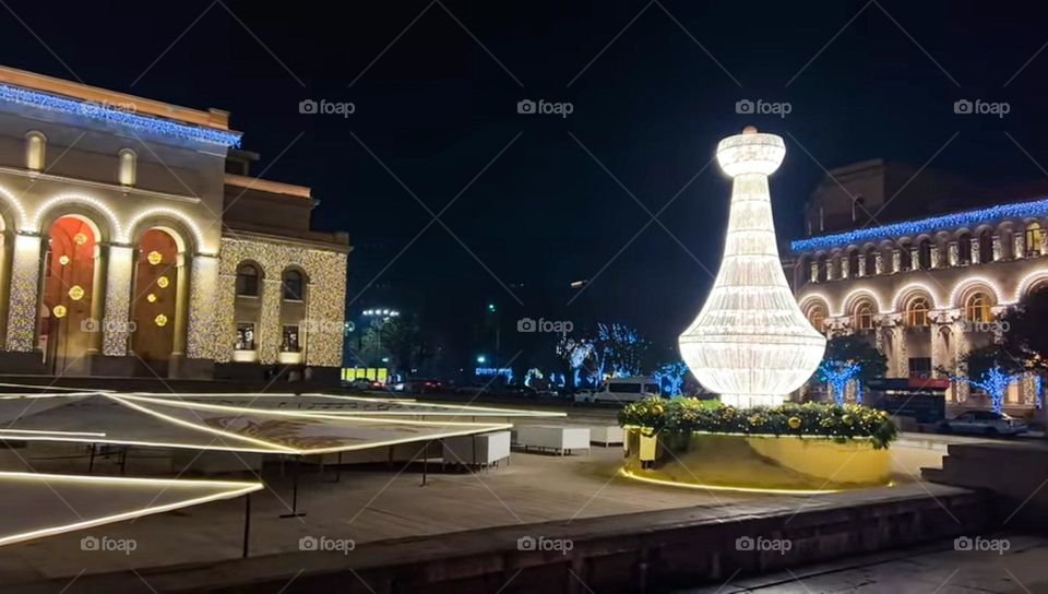 New Year's decorations in Yerevan Republic Square