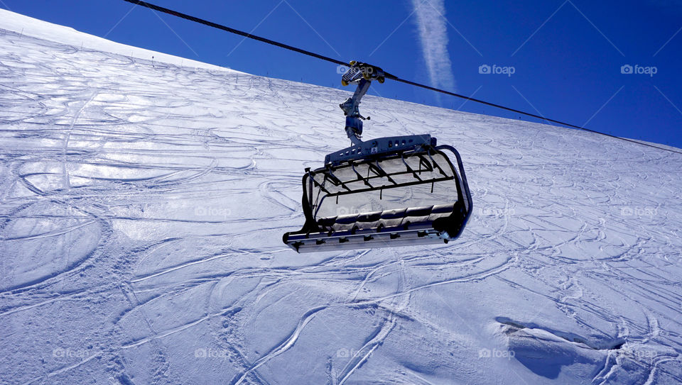 Titlis and cable for skiing peak snow mountain in winter, switzerland 