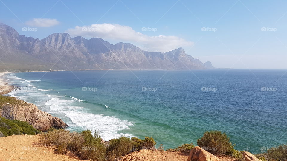 Beautiful South Africa coast line in the southern Cape on a warm summer day.