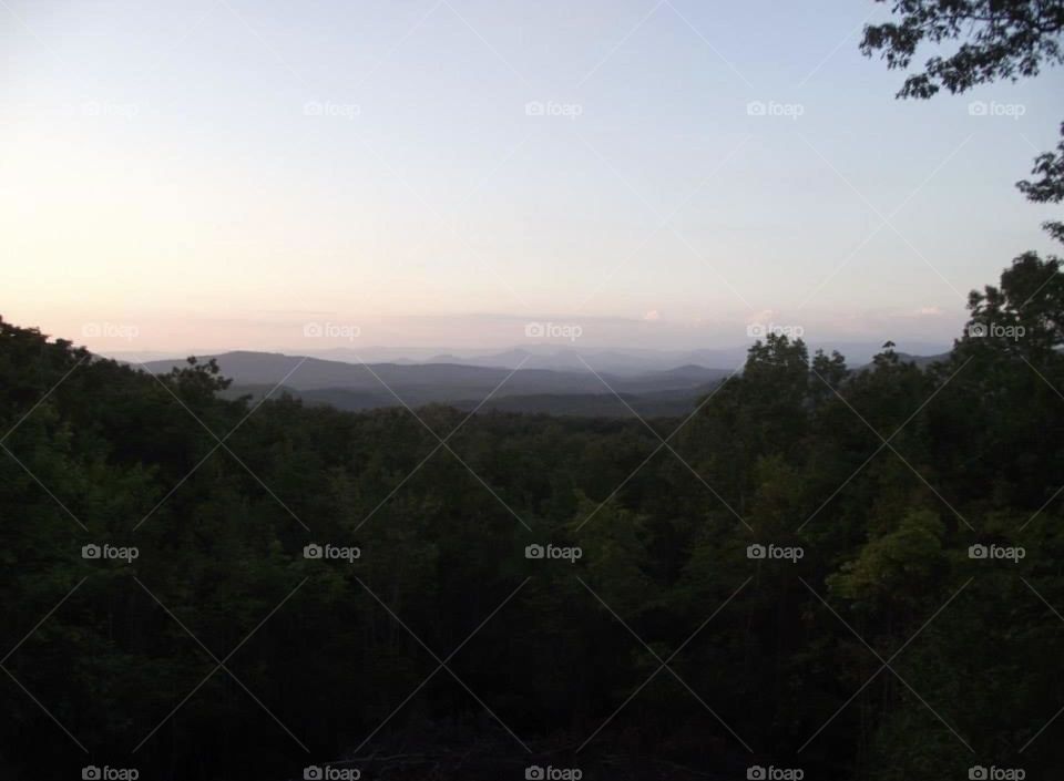 Sunset view of the Appalachian Mountains 