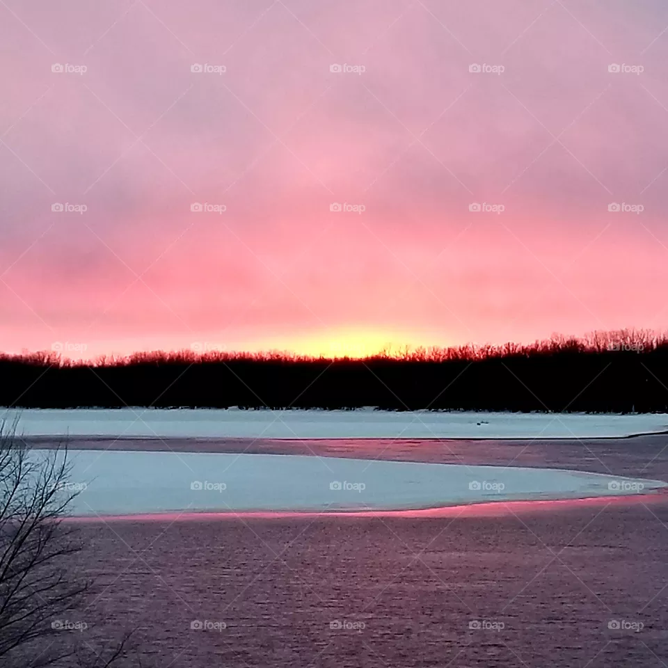 Pink sky at night