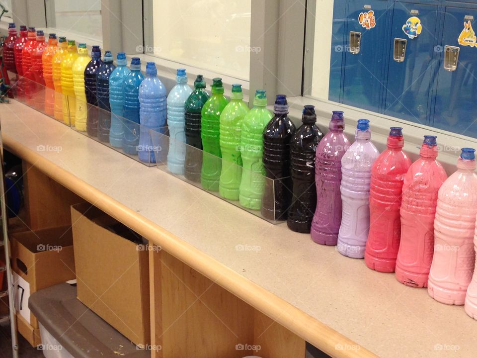 Rainbow of Paint Bottles