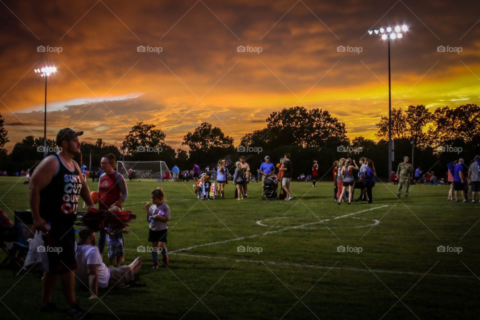 Sunset , sky, soccer, sports 