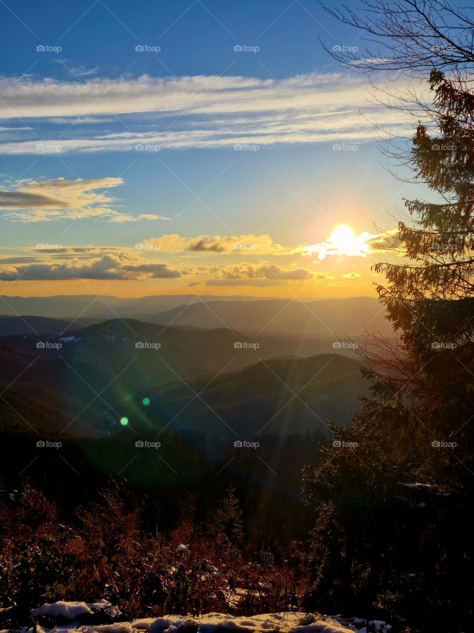 sunset over the mountains