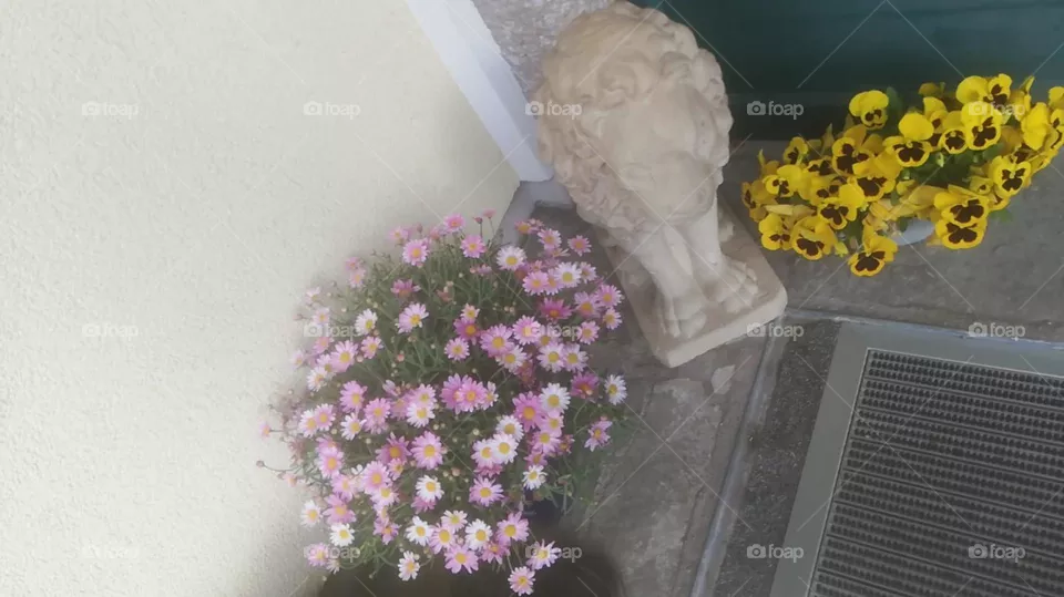 Blumen Löwe Statue 