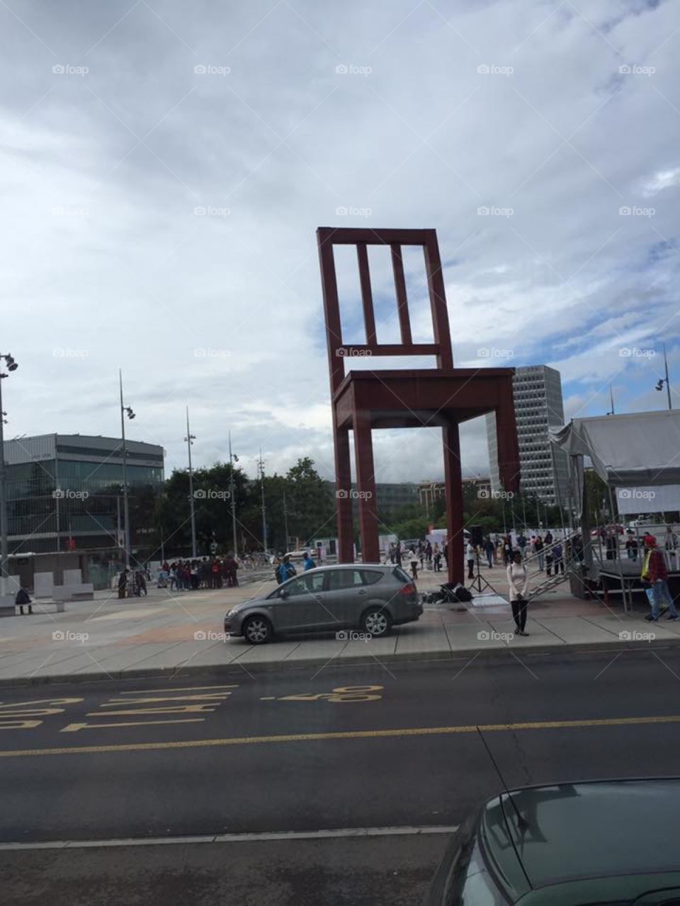 A public ART in Geneva-Switzerland “Broken Chair” by Daniel Berset 