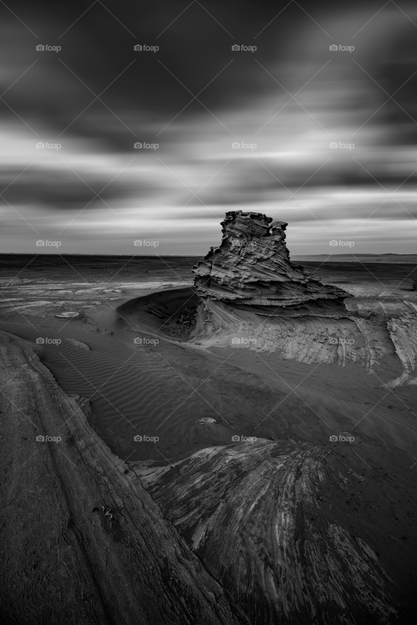Slow shutter, B&W photo for fossil Dunes in slow motion, AbuDhabi Desert UAE, Cano 5DS R with 11-24mm lens 