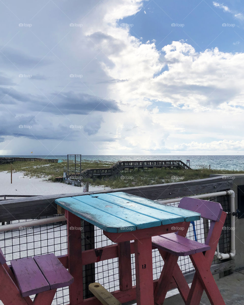 Beach table with ocean view