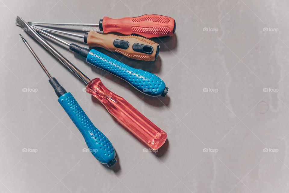 Set of screwdriver with many colors