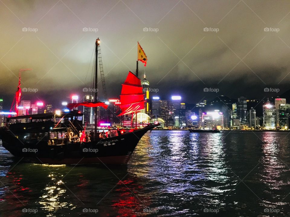 Night view in Victoria Harbour