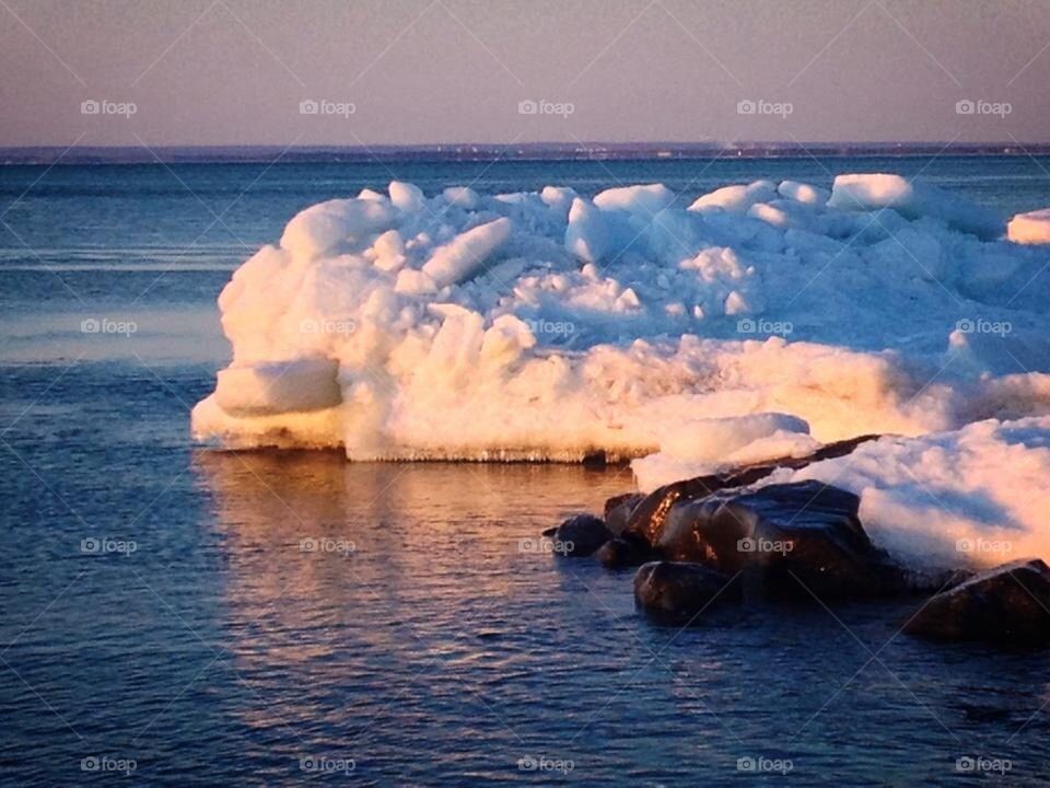 Piled ice on the shores of Lake superior