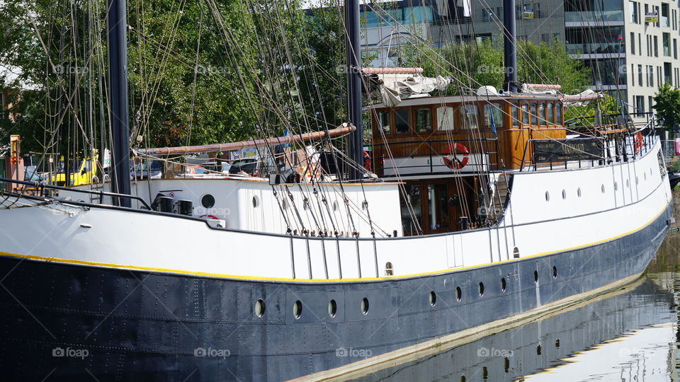 Old ship at the old port of Antwerp.