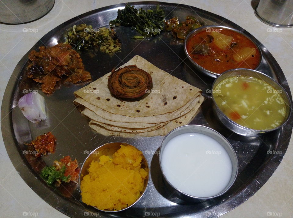 Typical Maharashtrian plate
know as "Veg Thali"
Fulfill with all the tastes
Healthy and Tasty