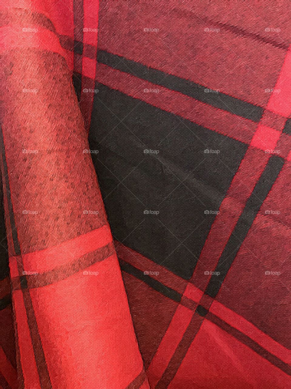 Plaid coat. Enhanced with iPhone app brushstroke to make it look like a painting. 