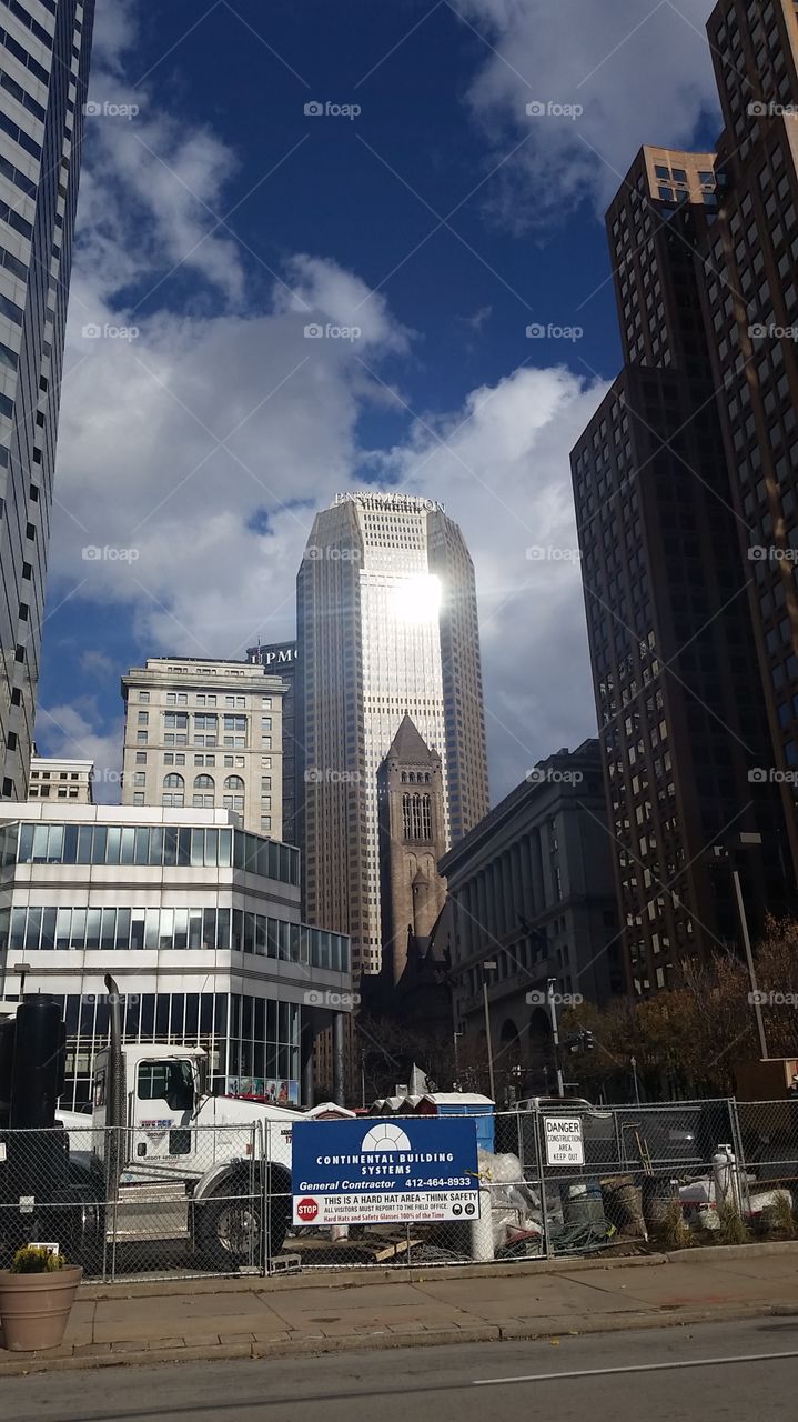 a collection of buildings in downtown Pittsburgh