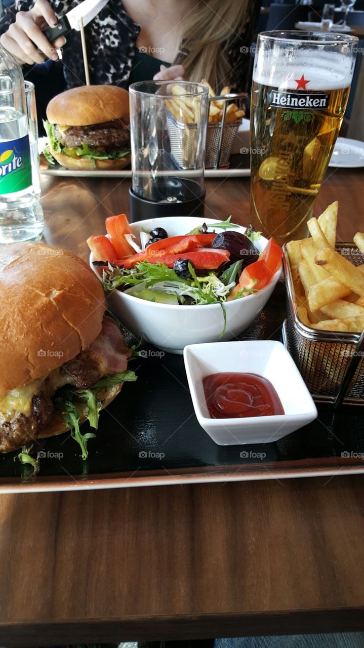 Hamburger-day. Hamburger in a local restaurant in Drammen, Norway