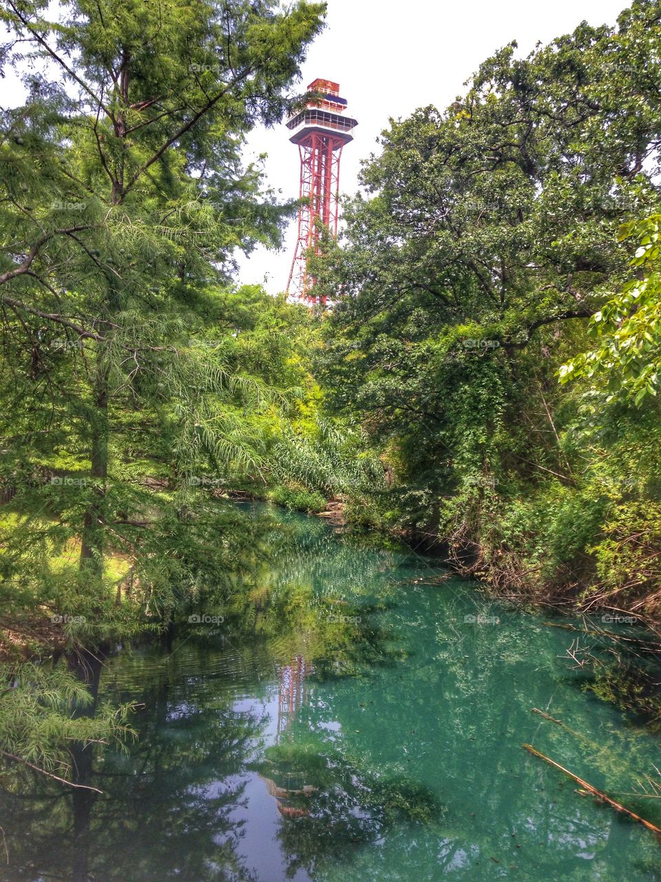 Enjoy the view . River view at six flags with tower in background