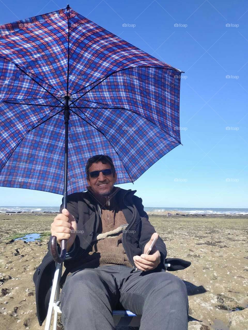 Best moment in nature near the beach under my umbrella at essaouira in Morocco.