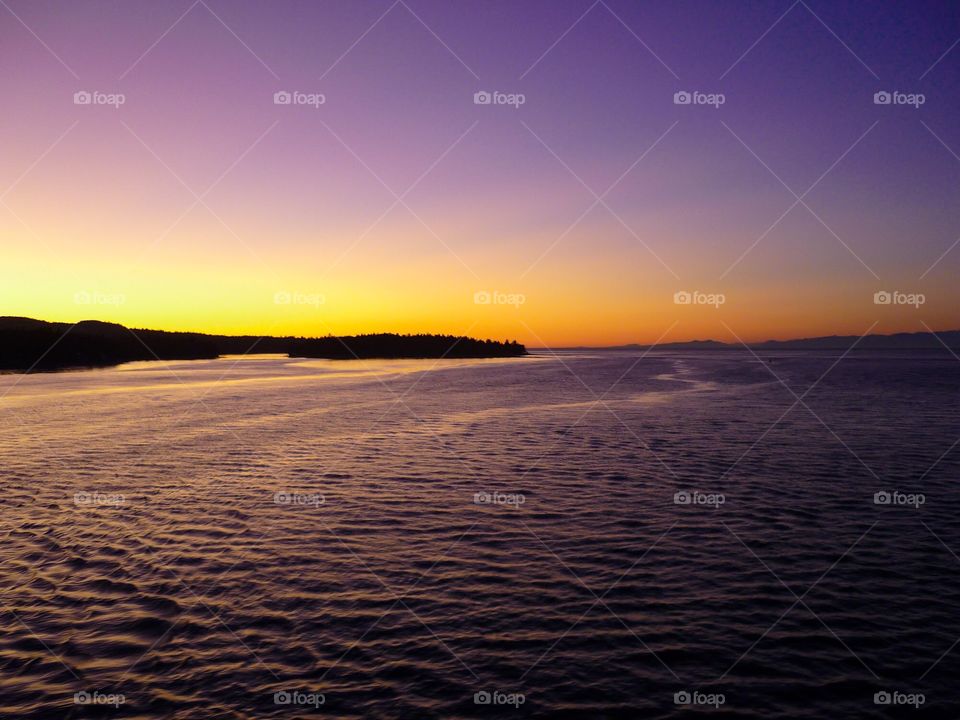 Beautiful sunset off the coast of Vancouver Island, BC