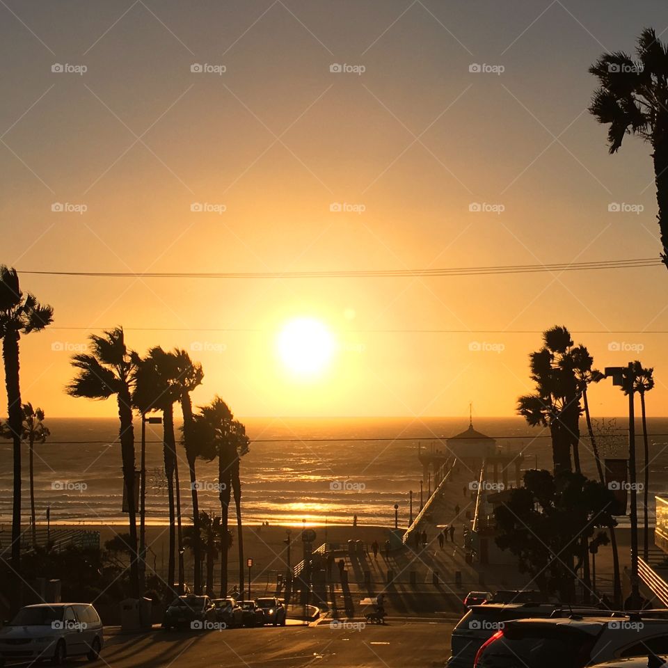 Sunset at Manhattan Beach California 