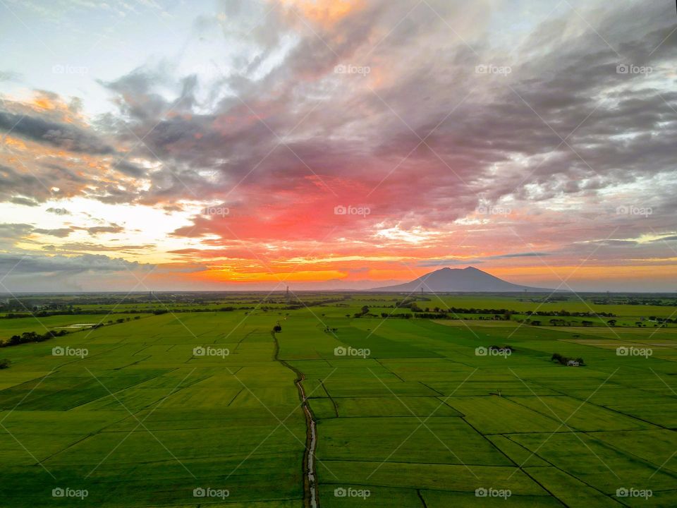 A dramatic Pinkish Sunset captured from a drone.